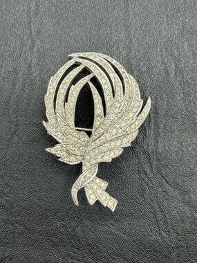 Vintage Polcini Brooch Pin Clear Rhinestones-AS IS